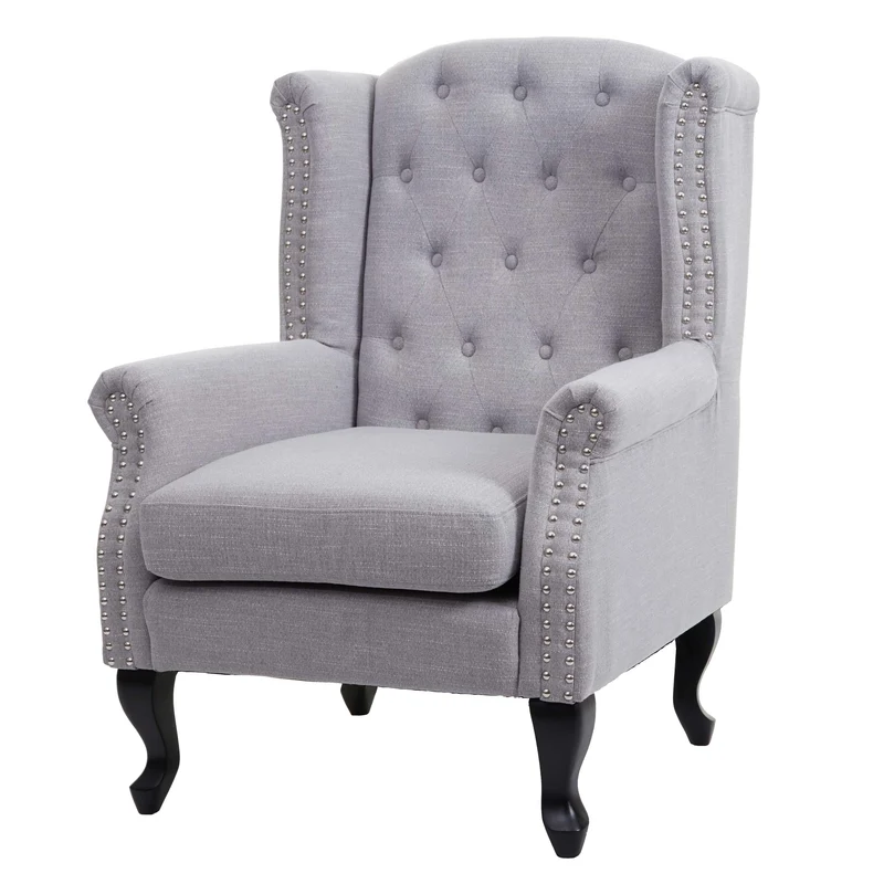 Fauteuil chesterfield fauteuil relaxation fauteuil club tissu/textile gris 04_0003085