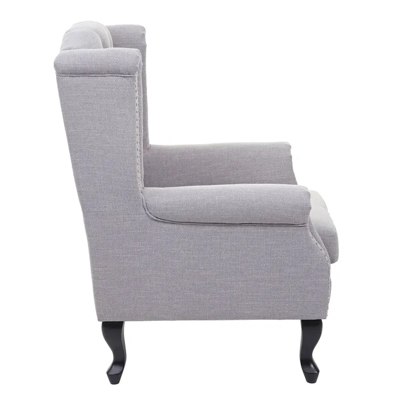 Fauteuil chesterfield fauteuil relaxation fauteuil club tissu/textile gris 04_0003085