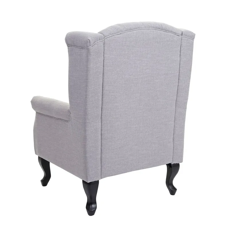Fauteuil chesterfield fauteuil relaxation fauteuil club tissu/textile gris 04_0003085