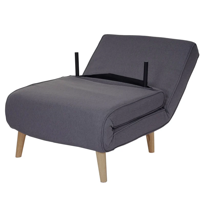 Canapé-lit fauteuil de couchage une personne fonctionnel relaxation pliant en tissu gris foncé 04_0003094