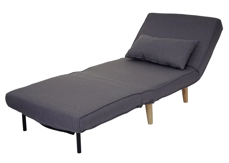 Canapé-lit fauteuil de couchage une personne fonctionnel relaxation pliant en tissu gris foncé 04_0003094