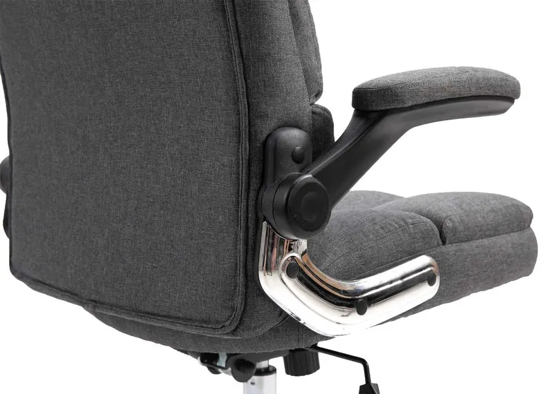 Chaise de bureau pivotante réglable en hauteur en tissu gris foncé forme ergonomique 04_0001875