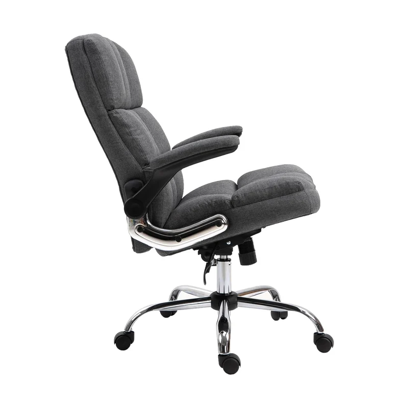 Chaise de bureau pivotante réglable en hauteur en tissu gris foncé forme ergonomique 04_0001875