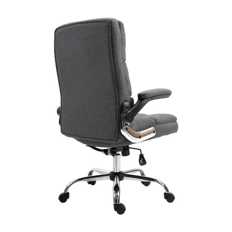 Chaise de bureau pivotante réglable en hauteur en tissu gris foncé forme ergonomique 04_0001875