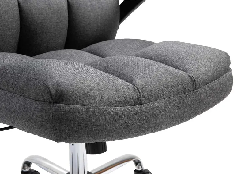 Chaise de bureau pivotante réglable en hauteur en tissu gris foncé forme ergonomique 04_0001875