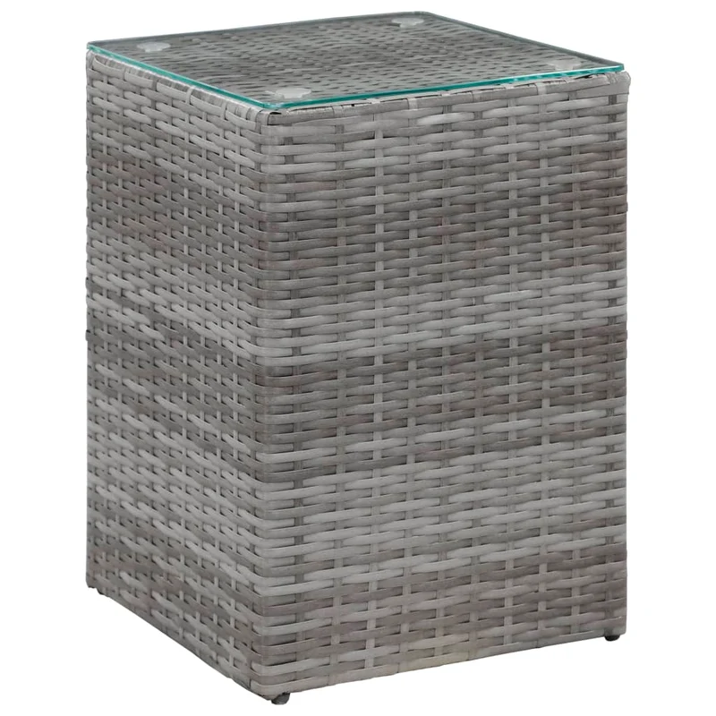 Lot de 3 tables d'appoint supports plantes dessus en verre gris résine tressée gris et métal DEC032664