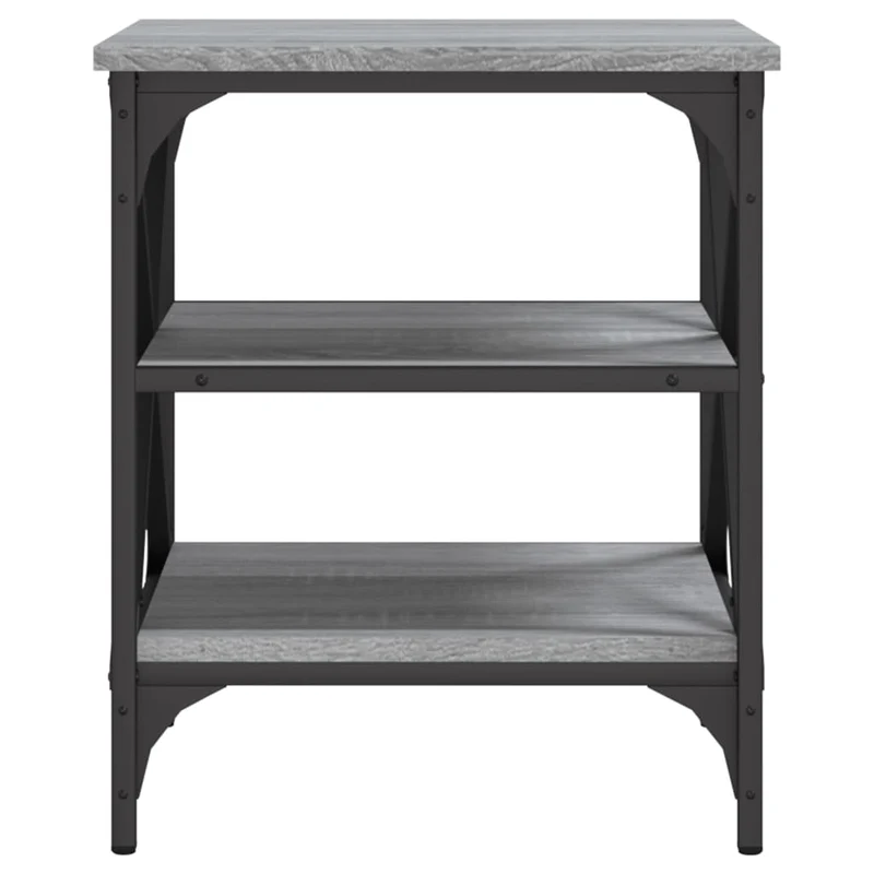 Lot de 2 tables d'appoint avec étagères 40 x 42 x 50 cm bois ingénierie gris et acier DEC032647