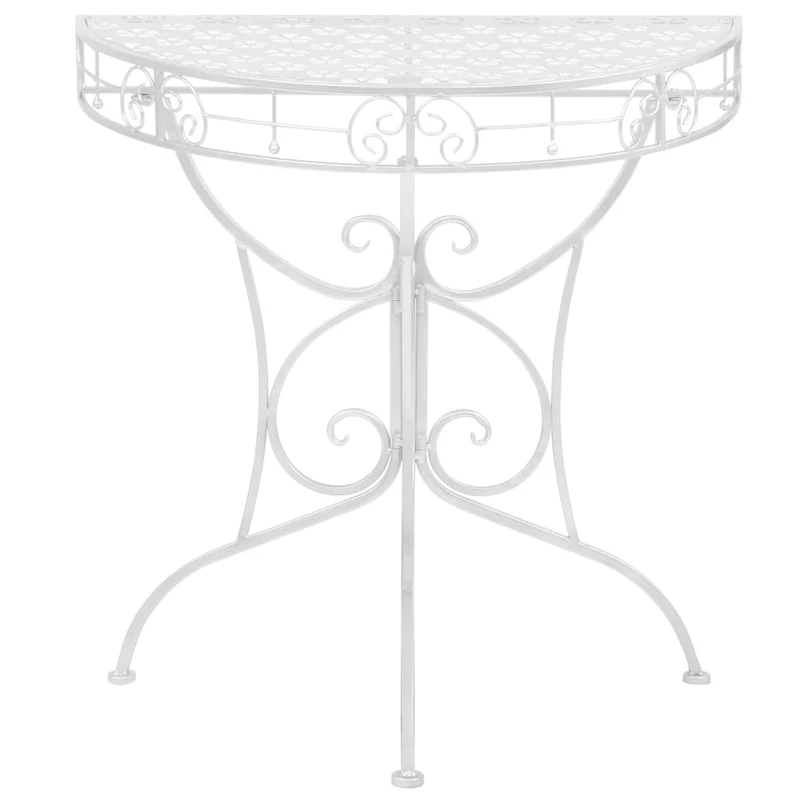 Table d'appoint plateau demi-rond 72 x 36 x 74 cm en métal argenté DEC032547