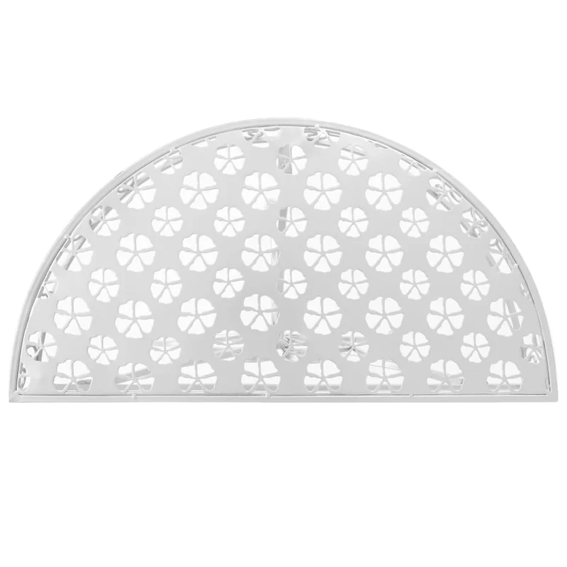Table d'appoint plateau demi-rond 72 x 36 x 74 cm en métal argenté DEC032547