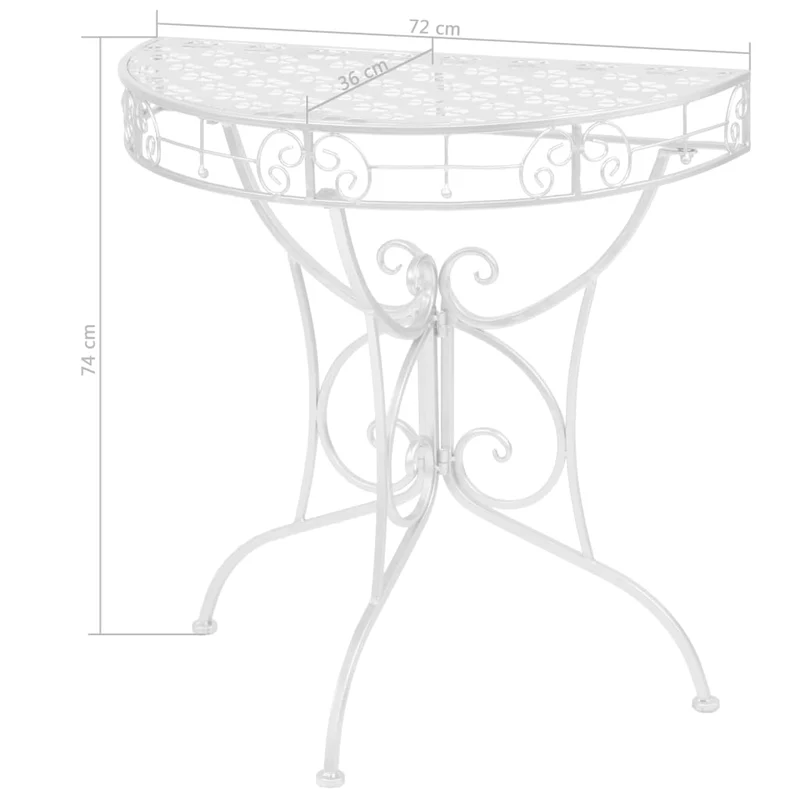 Table d'appoint plateau demi-rond 72 x 36 x 74 cm en métal argenté DEC032547