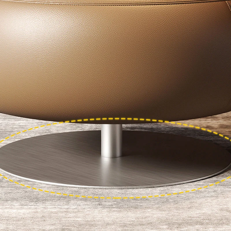 Contemporary Scandinavian Round Curved PU Leather Sponge Stainless Steel Accent Chair Backrest Rotatable For Living Room