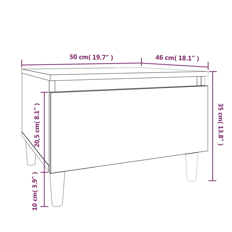 Table d'appoint meuble de salon bout de canapé avec tiroir 50 x 46 x 35 cm bois d'ingénierie blanc brilliant DEC032367