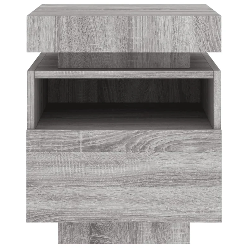 Lot de 2 tables de chevet lumières LED RVB 40 x 39 x 48,5 cm avec tiroir en bois d'ingénierie gris DEC032837