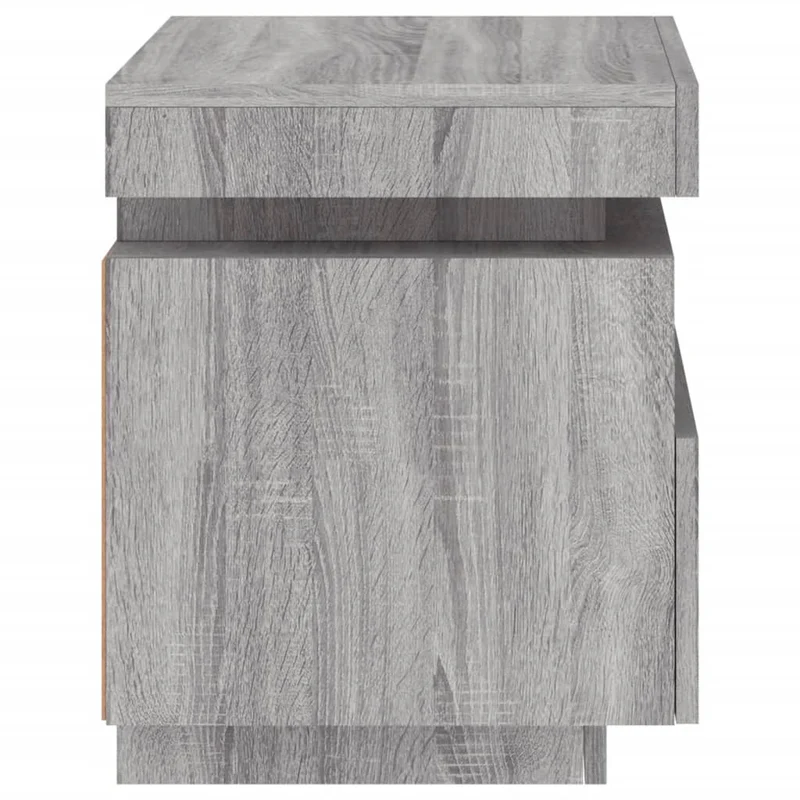 Lot de 2 tables de chevet lumières LED RVB 40 x 39 x 48,5 cm avec tiroir en bois d'ingénierie gris DEC032837