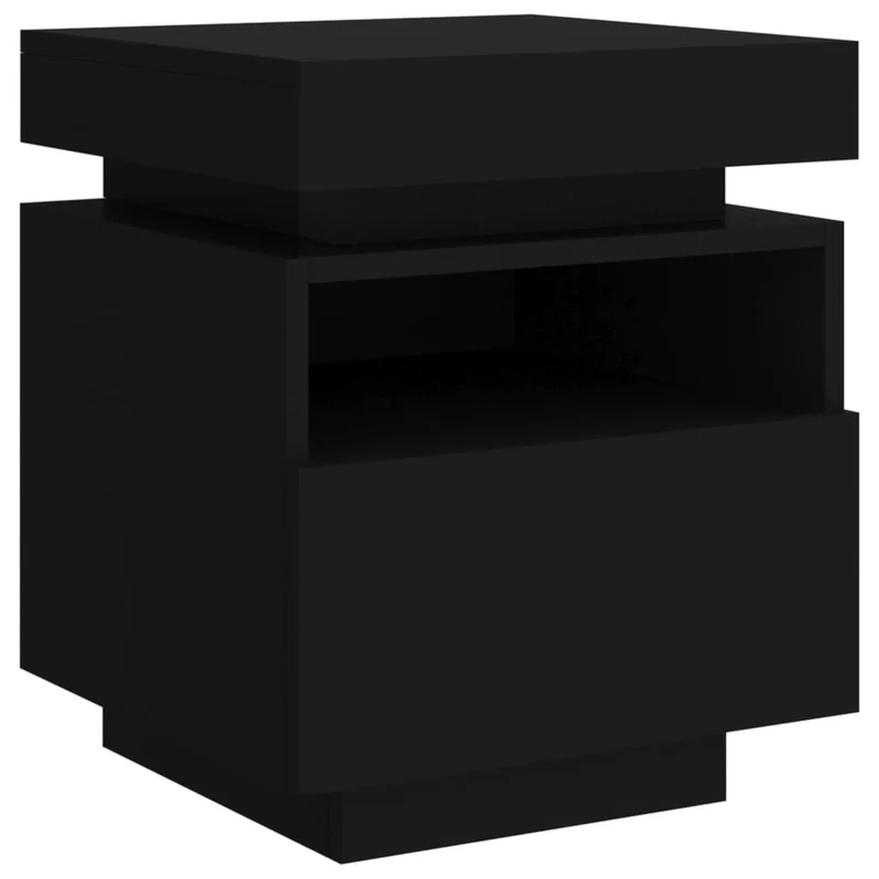 Lot de 2 tables de chevet avec tiroirs et lumières LED RVB 40 x 39 x 48,5 cm bois d'ingénierie noir DEC032835