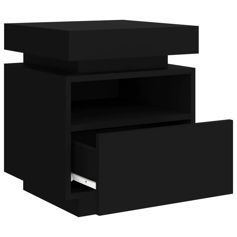 Lot de 2 tables de chevet avec tiroirs et lumières LED RVB 40 x 39 x 48,5 cm bois d'ingénierie noir DEC032835