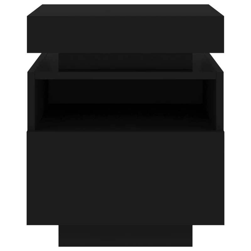 Lot de 2 tables de chevet avec tiroirs et lumières LED RVB 40 x 39 x 48,5 cm bois d'ingénierie noir DEC032835