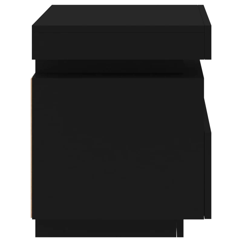 Lot de 2 tables de chevet avec tiroirs et lumières LED RVB 40 x 39 x 48,5 cm bois d'ingénierie noir DEC032835
