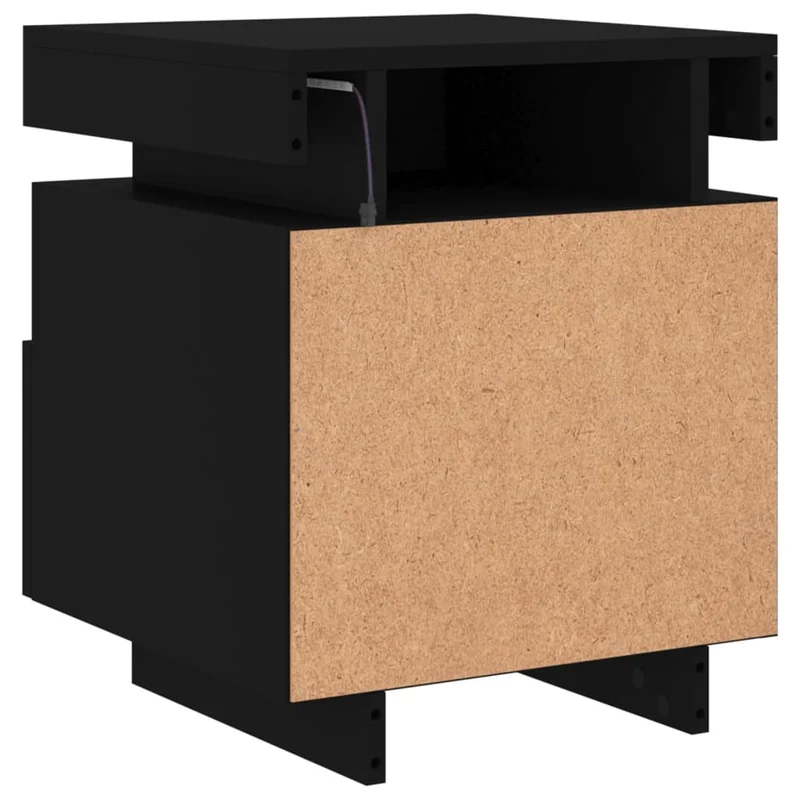 Lot de 2 tables de chevet avec tiroirs et lumières LED RVB 40 x 39 x 48,5 cm bois d'ingénierie noir DEC032835
