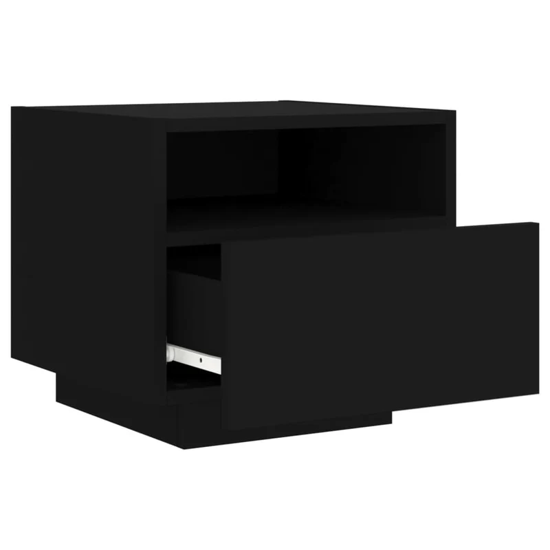 Lot de 2 tables de chevet avec tiroirs et lumières LED RVB 40 x 39 x 37 cm bois d'ingénierie noir DEC032834