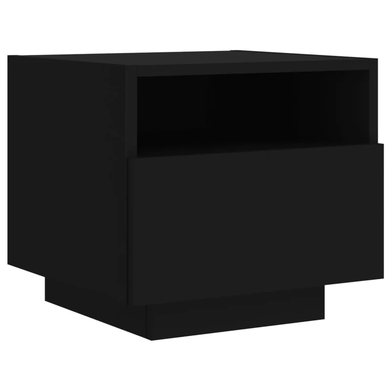 Lot de 2 tables de chevet avec tiroirs et lumières LED RVB 40 x 39 x 37 cm bois d'ingénierie noir DEC032834