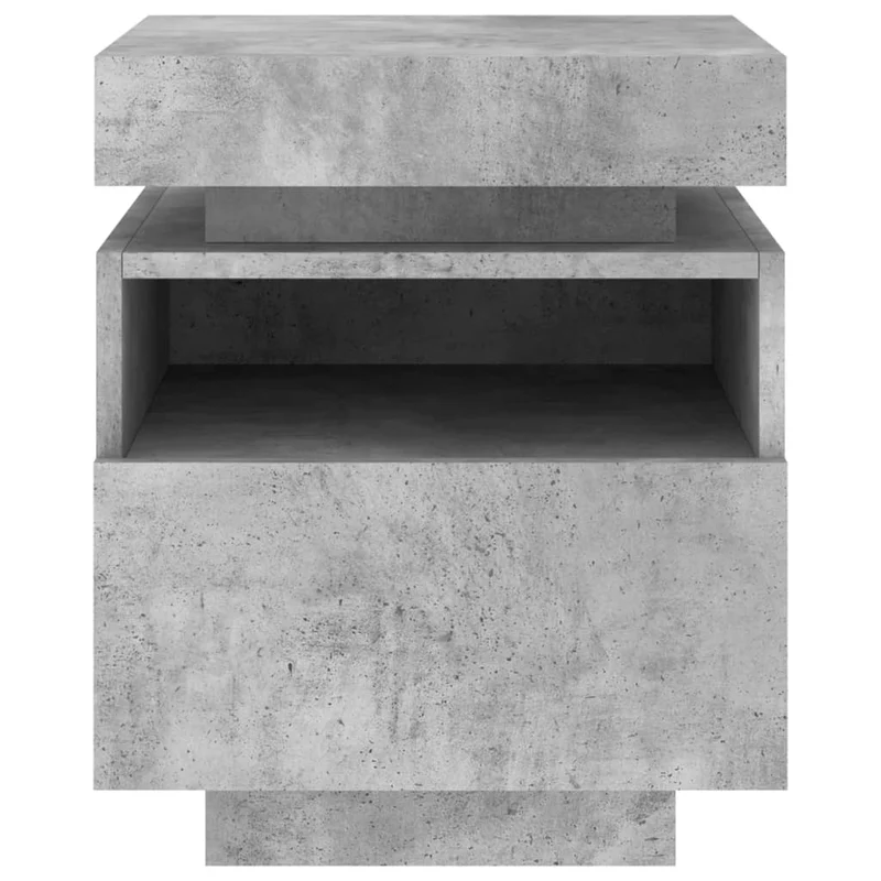 Lot de 2 tables de chevet avec tiroirs et lumières LED RVB 40 x 39 x 48,5 cm en bois d'ingénierie couleur gris béton DEC032832