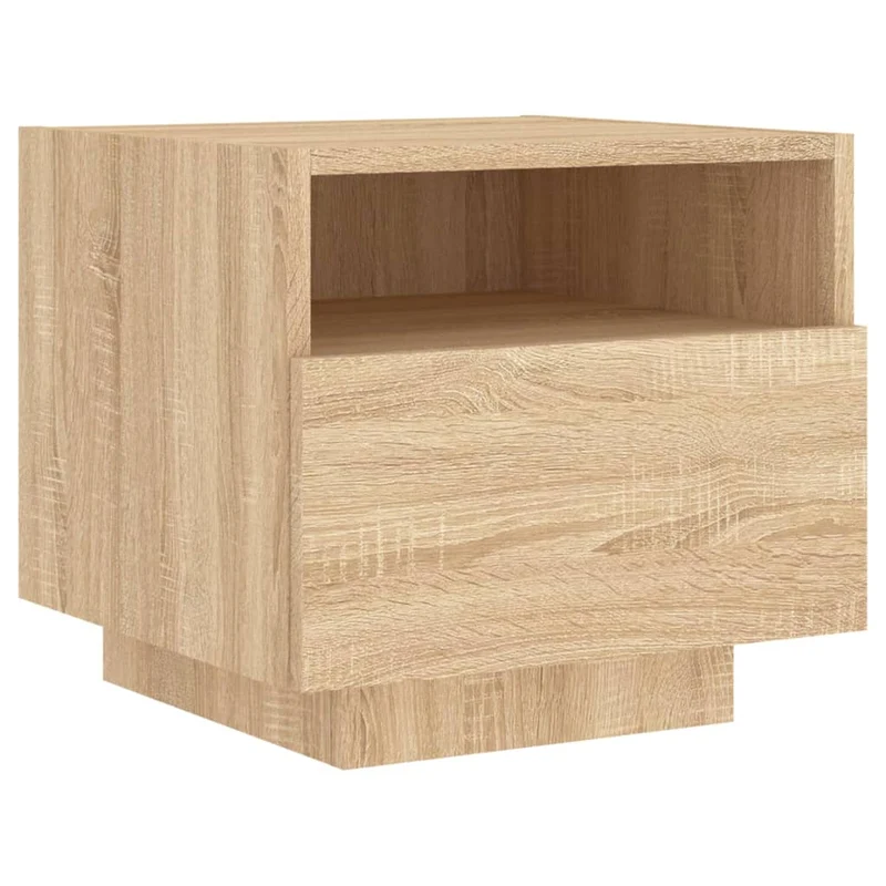 Lot de 2 tables de chevet avec tiroir et lumières LED RVB en bois d'ingénierie couleur chêne DEC032830