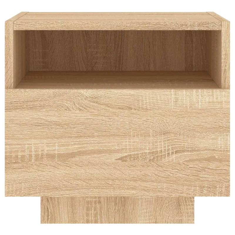 Lot de 2 tables de chevet avec tiroir et lumières LED RVB en bois d'ingénierie couleur chêne DEC032830