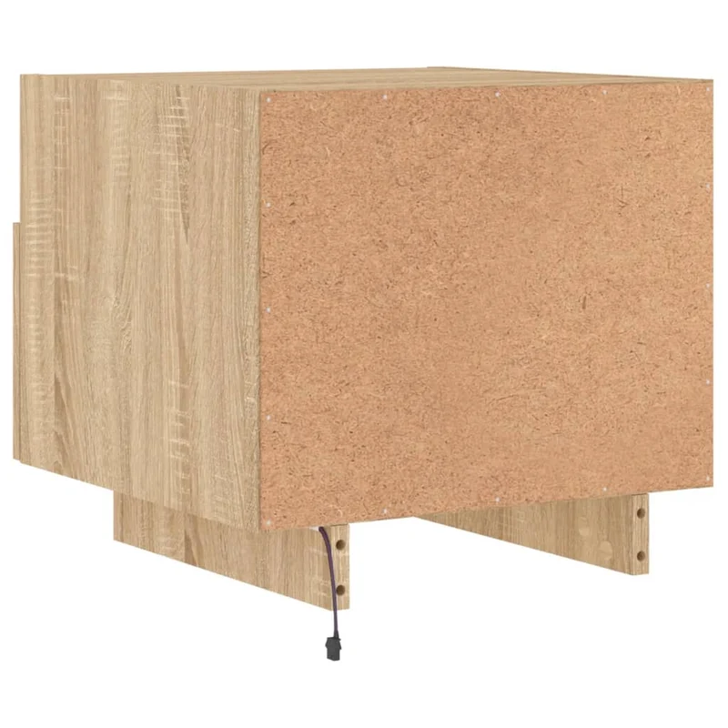 Lot de 2 tables de chevet avec tiroir et lumières LED RVB en bois d'ingénierie couleur chêne DEC032830