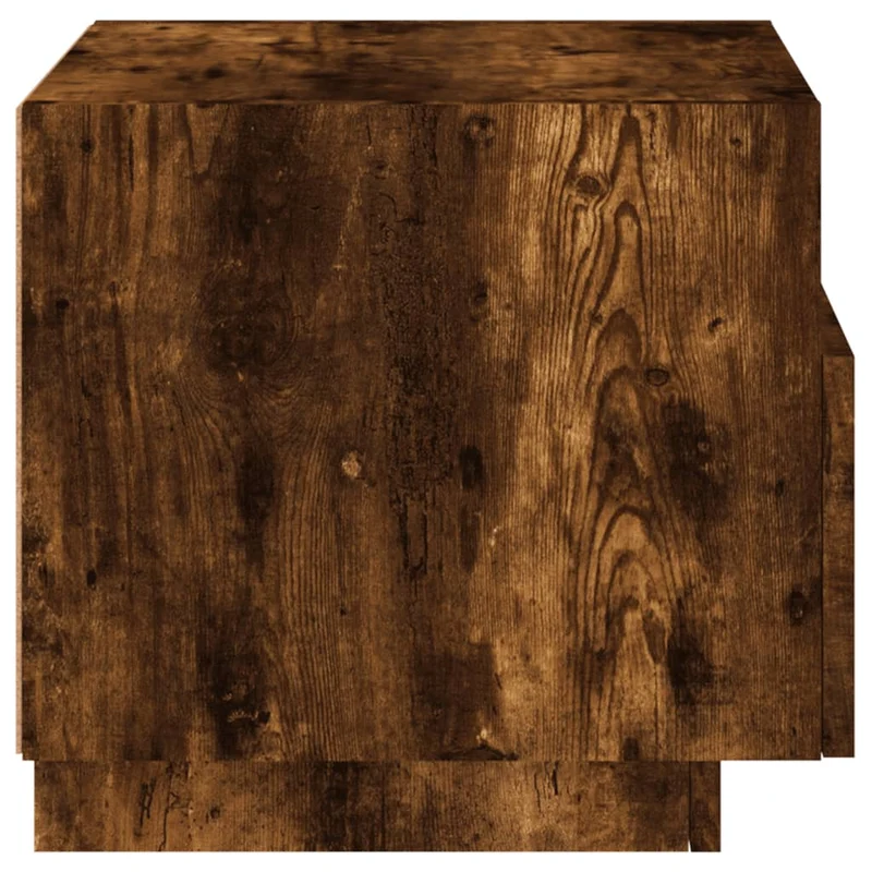 Lot de 2 table de chevet avec tiroir et lumières LED RVB 40 x 39 x 37 cm en bois d'ingénierie marron DEC032827