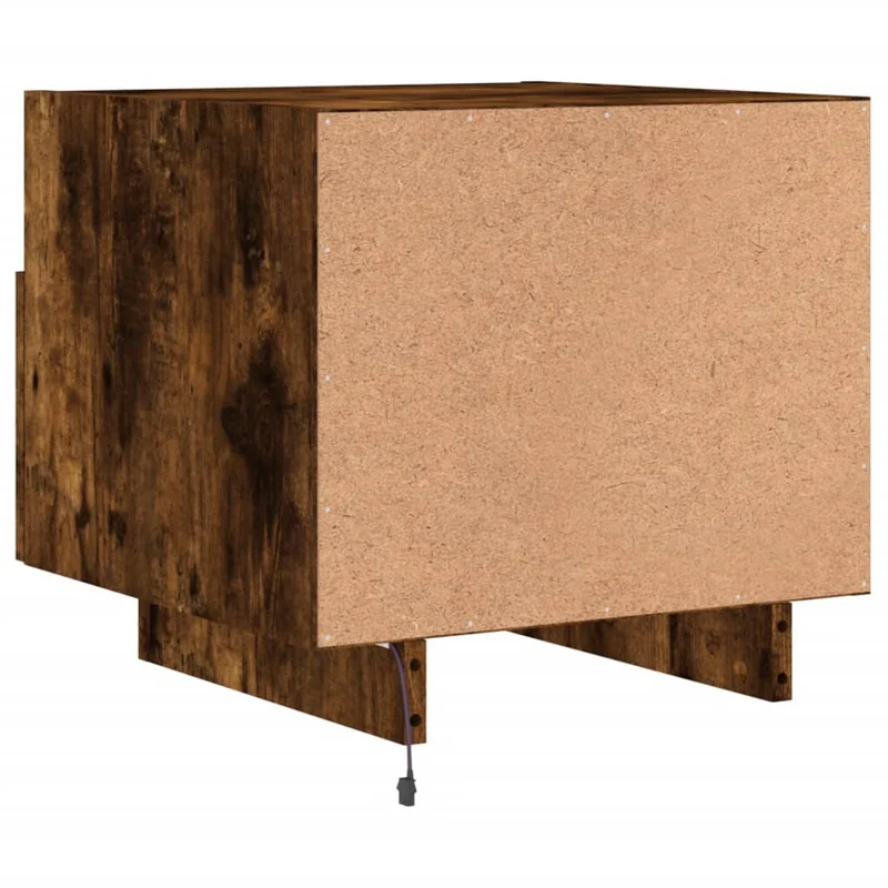 Lot de 2 table de chevet avec tiroir et lumières LED RVB 40 x 39 x 37 cm en bois d'ingénierie marron DEC032827
