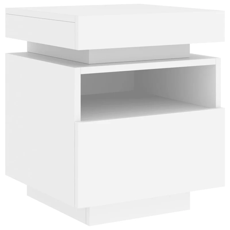 Lot de 2 tables de chevet avec tiroirs et lumières LED RVB 40 x 39 x 48,5 cm en bois d'ingénierie blanc DEC032825