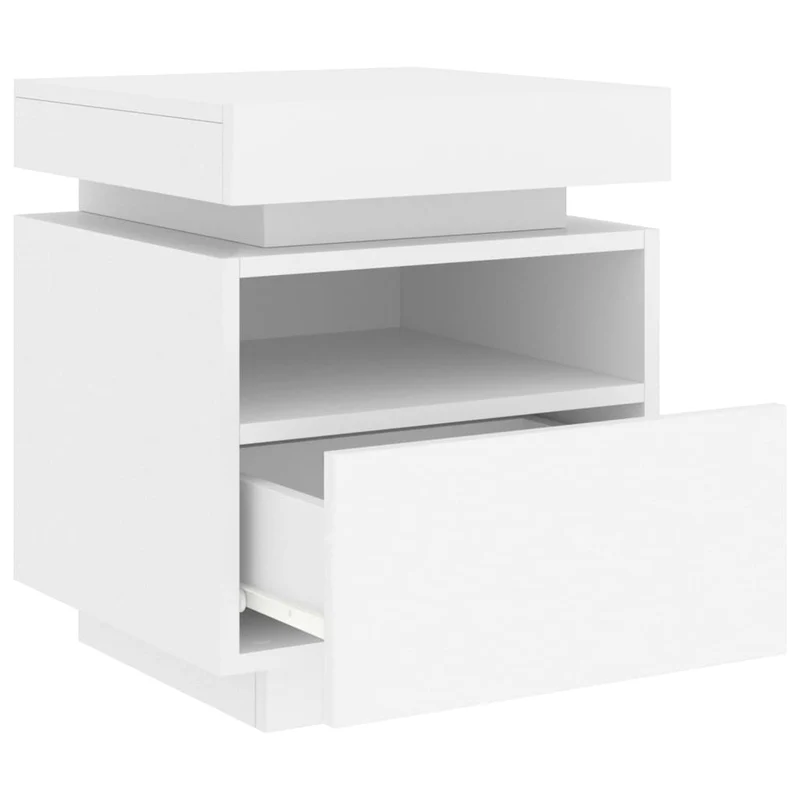 Lot de 2 tables de chevet avec tiroirs et lumières LED RVB 40 x 39 x 48,5 cm en bois d'ingénierie blanc DEC032825