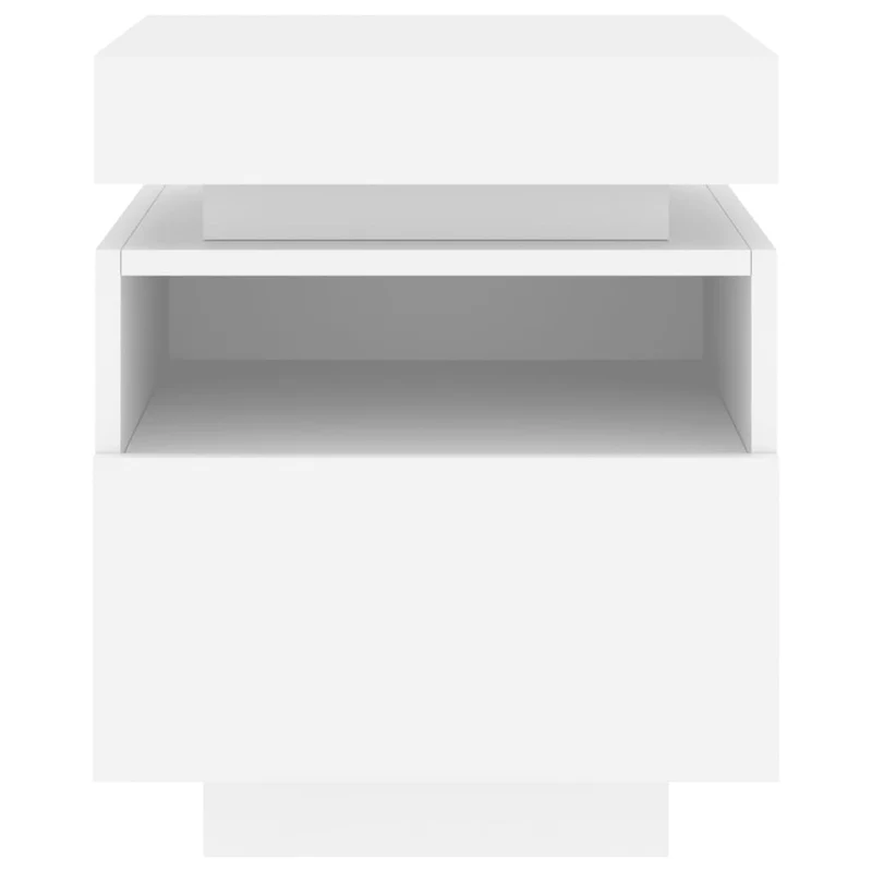 Lot de 2 tables de chevet avec tiroirs et lumières LED RVB 40 x 39 x 48,5 cm en bois d'ingénierie blanc DEC032825