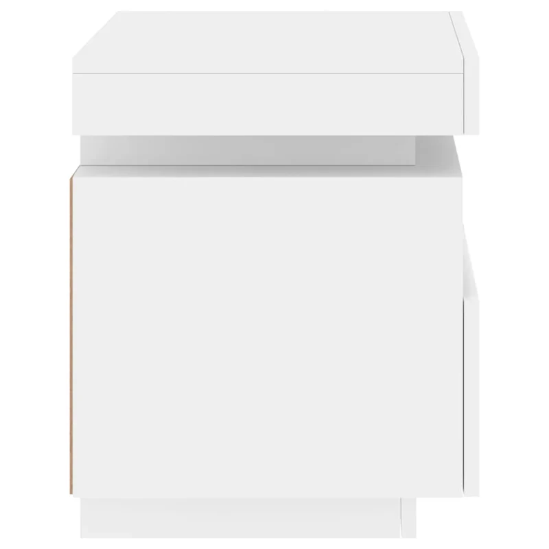 Lot de 2 tables de chevet avec tiroirs et lumières LED RVB 40 x 39 x 48,5 cm en bois d'ingénierie blanc DEC032825