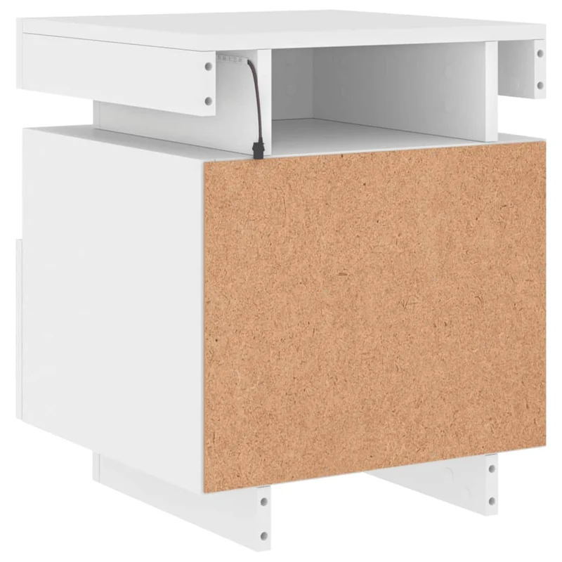 Lot de 2 tables de chevet avec tiroirs et lumières LED RVB 40 x 39 x 48,5 cm en bois d'ingénierie blanc DEC032825