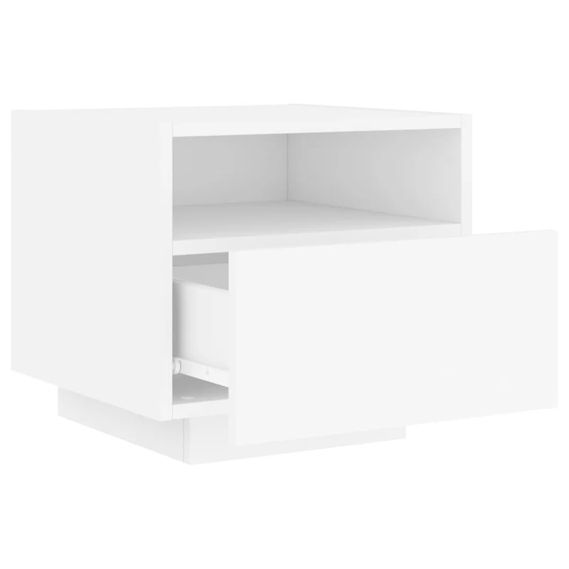 Lot de 2 tables de chevet avec tiroirs et lumières LED RVB 40 x 39 x 37 cm bois d'ingénierie blanc DEC032824