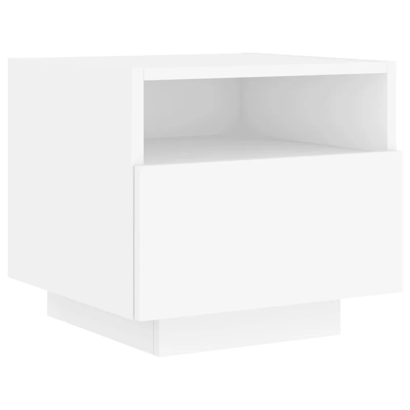 Lot de 2 tables de chevet avec tiroirs et lumières LED RVB 40 x 39 x 37 cm bois d'ingénierie blanc DEC032824