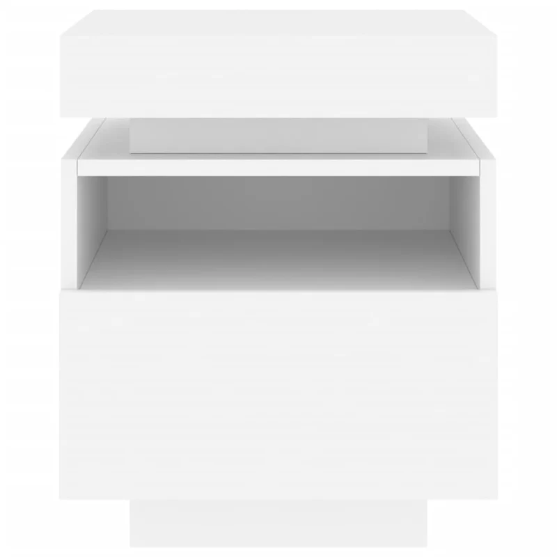 Table de chevet avec tiroir et lumière LED RVB 40 x 39 x 48,5 cm bois d'ingénierie blanc DEC032763