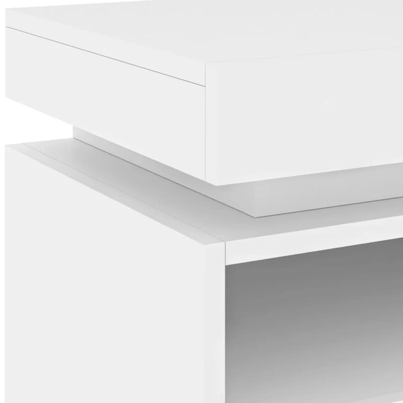 Table de chevet avec tiroir et lumière LED RVB 40 x 39 x 48,5 cm bois d'ingénierie blanc DEC032763