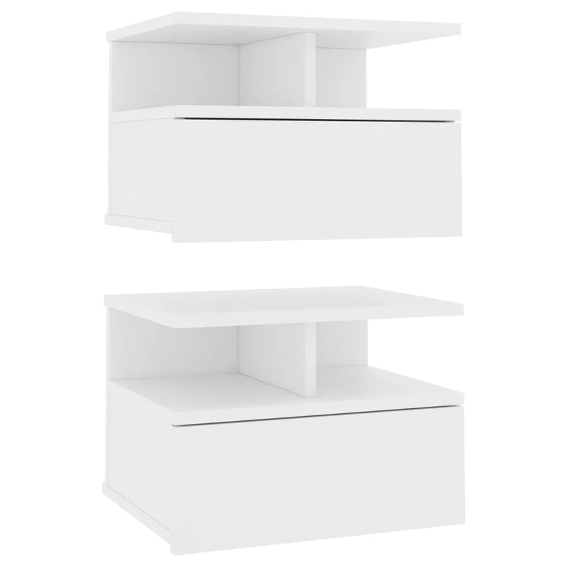 Lot de 2 tables de chevet mural 40 x 31 x 27 cm avec tiroir en bois ingénierie blanc DEC032762