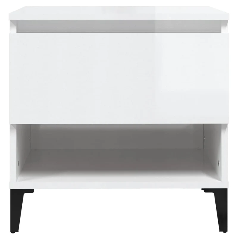 Lot de 2 tables d'appoint table de chevet avec tiroir et compartiment 50 x 46 x 50cm bois ingénierie blanc brilliant DEC032654