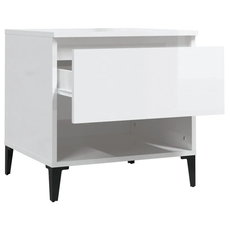 Lot de 2 tables d'appoint table de chevet avec tiroir et compartiment 50 x 46 x 50cm bois ingénierie blanc brilliant DEC032654