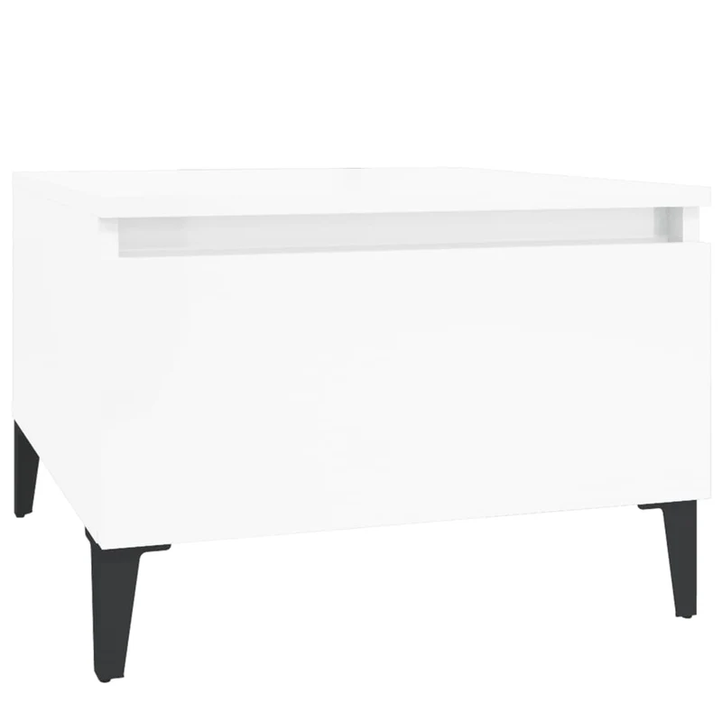 Lot de 2 tables d'appoint avec tiroir 50 x 46 x 35cm en bois ingénierie blanc brilliant DEC032653