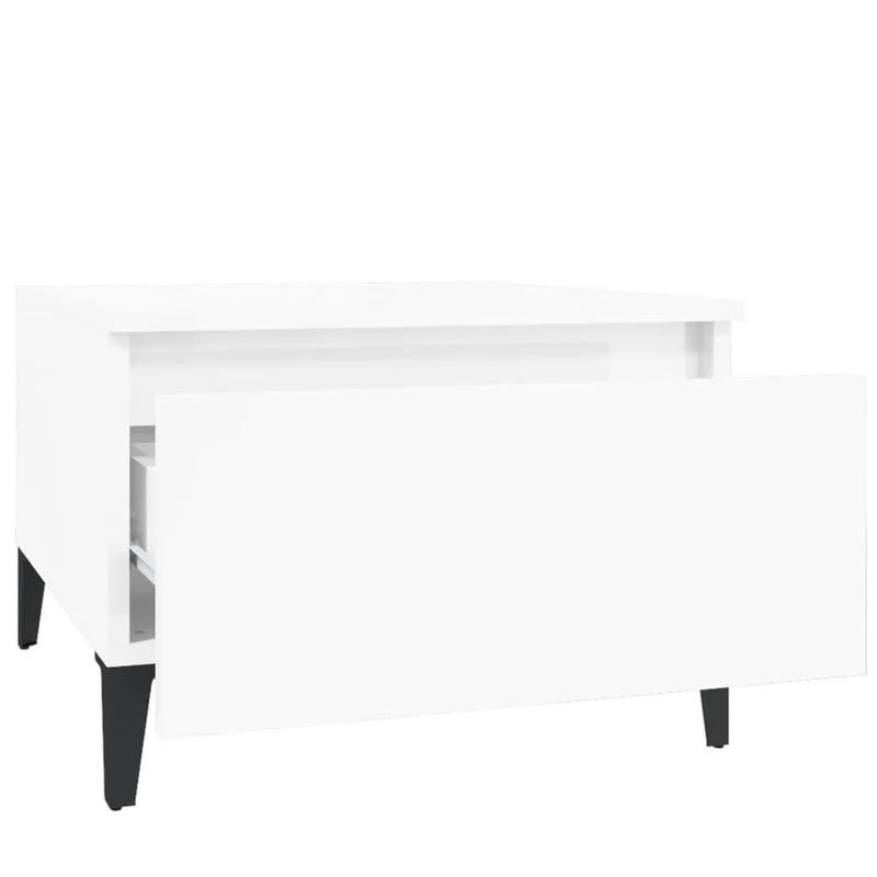 Lot de 2 tables d'appoint avec tiroir 50 x 46 x 35cm en bois ingénierie blanc brilliant DEC032653