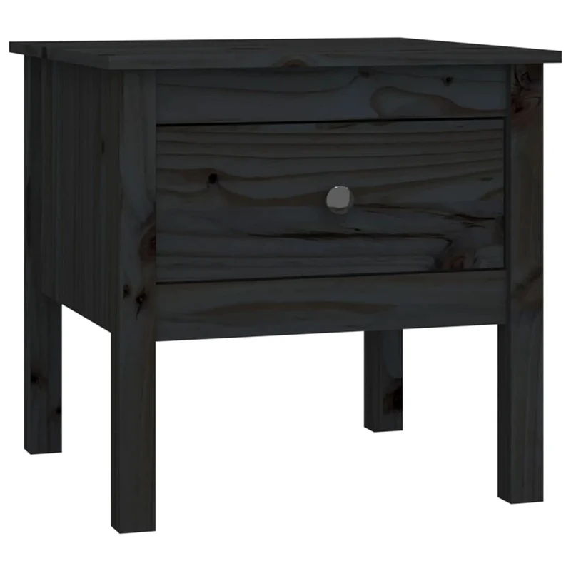 Lot de 2 tables d'appoint chevet avec tiroir 50 x 50 x 49 cm bois de pin noir DEC032646