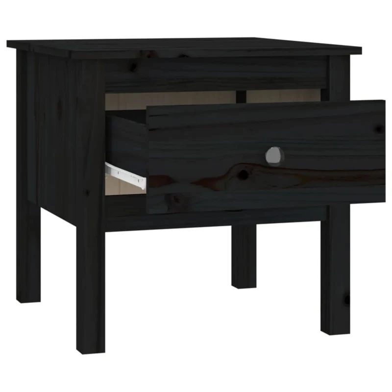 Lot de 2 tables d'appoint chevet avec tiroir 50 x 50 x 49 cm bois de pin noir DEC032646