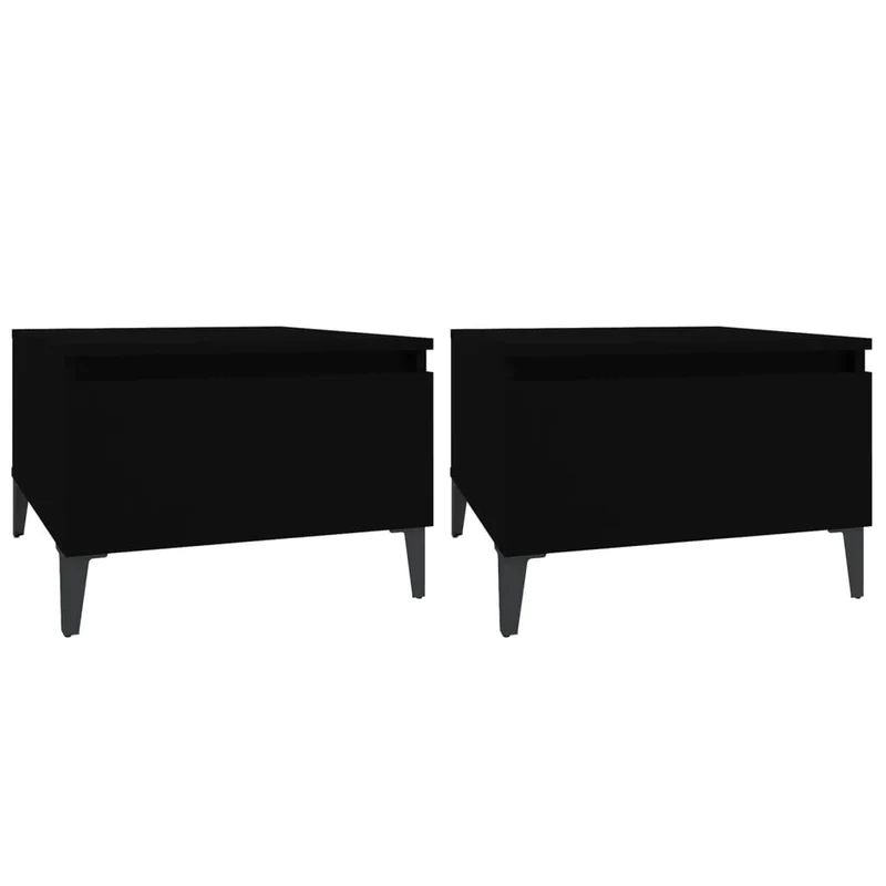 Lot de 2 tables d'appoint support plante chevet 50 x 46 x 35 cm bois d'ingénierie noir et métal DEC032643