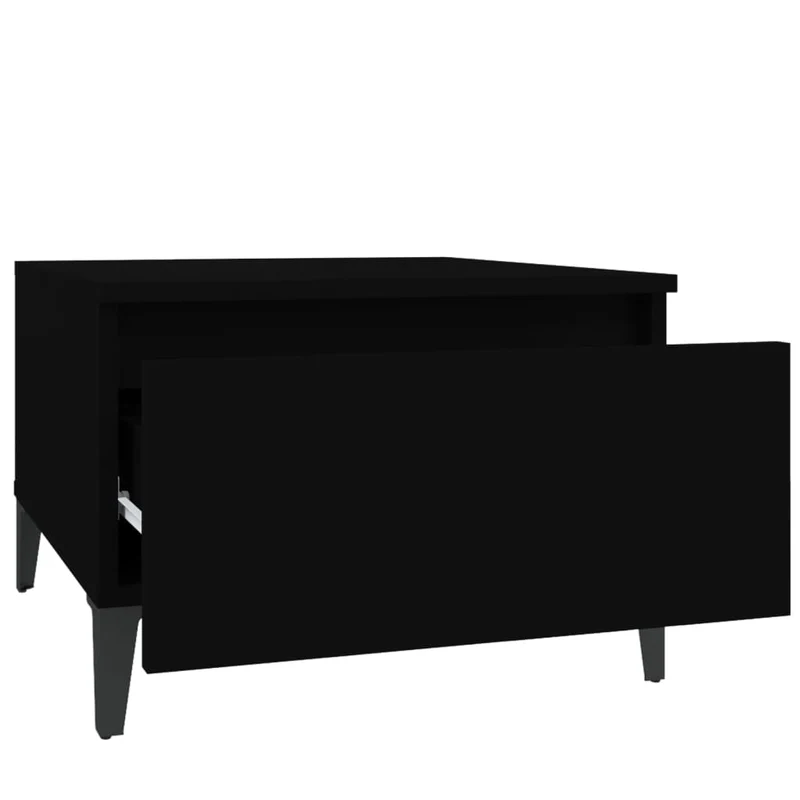 Lot de 2 tables d'appoint support plante chevet 50 x 46 x 35 cm bois d'ingénierie noir et métal DEC032643