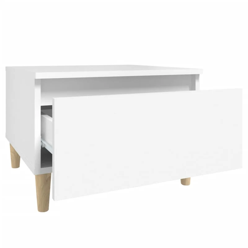 Lot de 2 tables d'appoint chevet avec tiroir 50 x 46 x 35 cm bois d'ingénierie blanc DEC032614